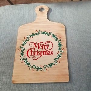 Handmade woodburned and painted christmas cutting board